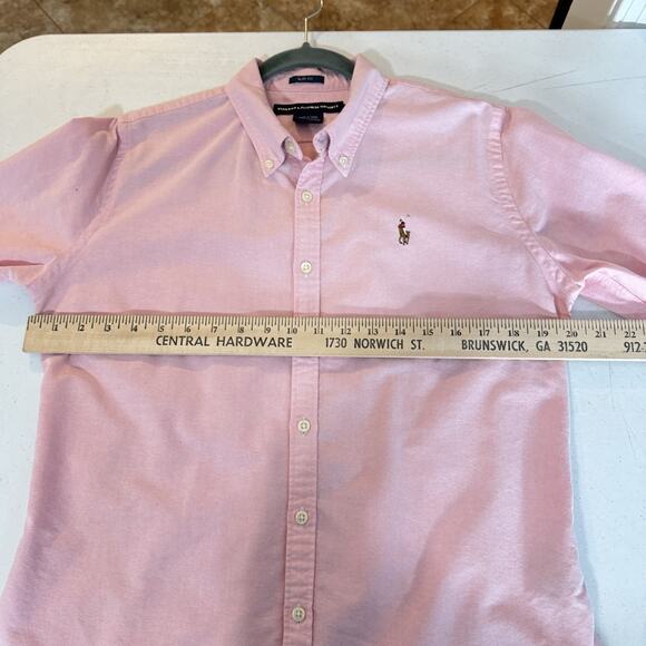 Ralph Lauren Sport Womens Slim Fit Oxford Button Down Shirt Size 14 Pink Preppy - Picture 6 of 9